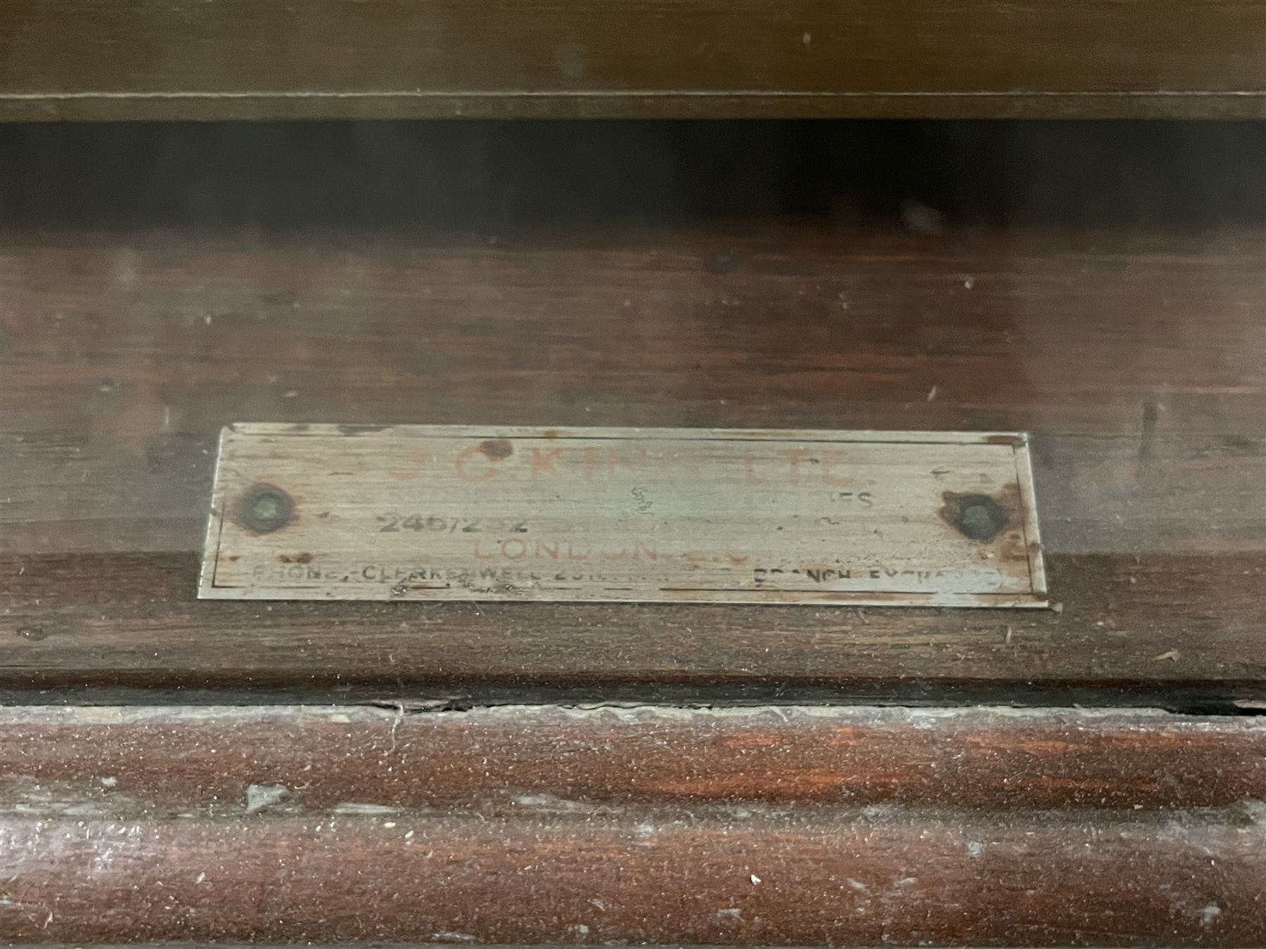 20th century mahogany and glazed haberdashery shop's display cabinet, fitted with thirty-five small drawers, on skirted base  - THIS LOT IS TO BE COLLECTED BY APPOINTMENT FROM THE OLD BUFFER DEPOT, MELBOURNE PLACE, SOWERBY, THIRSK, YO7 1QY