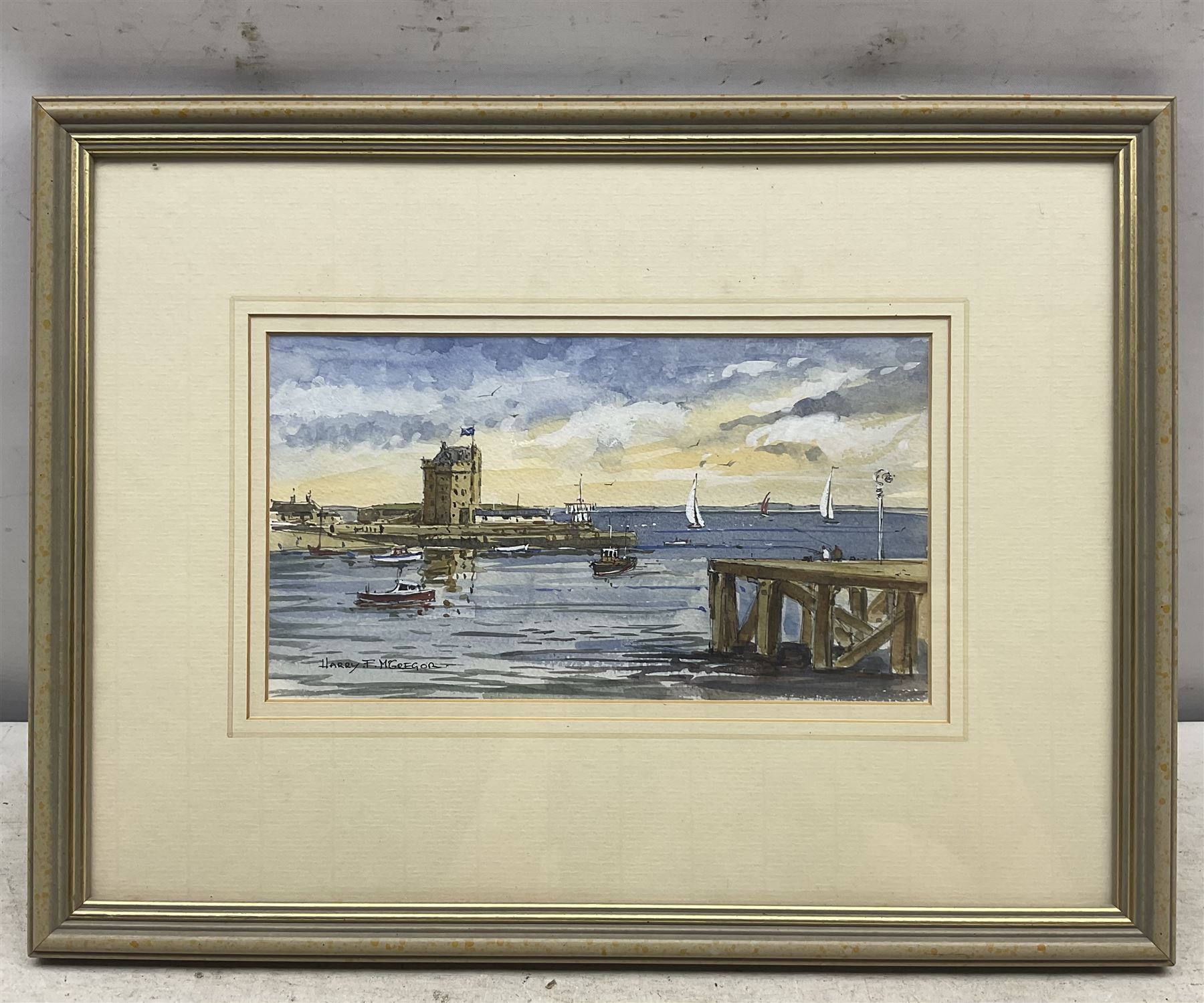 Harry F McGregor (Scottish 1928-2014): Broughty Castle and Beach, pair watercolours signed 13cm x 24cm (2)