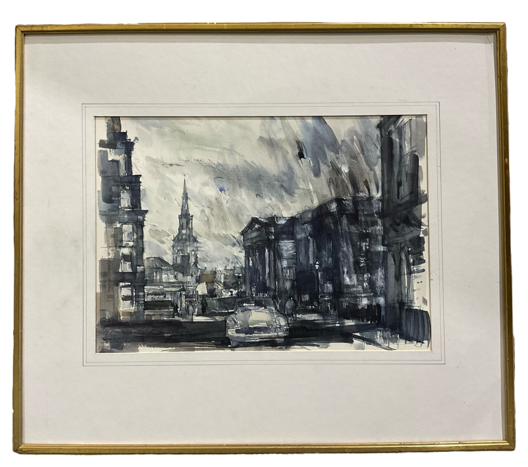 Harold Wharfe (Yorkshire 20th century): London Scene and Yorkshire Bridge, two watercolours inscribed and dated max 30cm x 43cm (2)