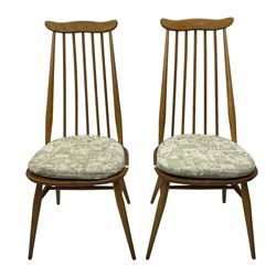 Lucian Ercolani for Ercol - set of four (2+2) 1960s elm and beech dining chairs, high comb...