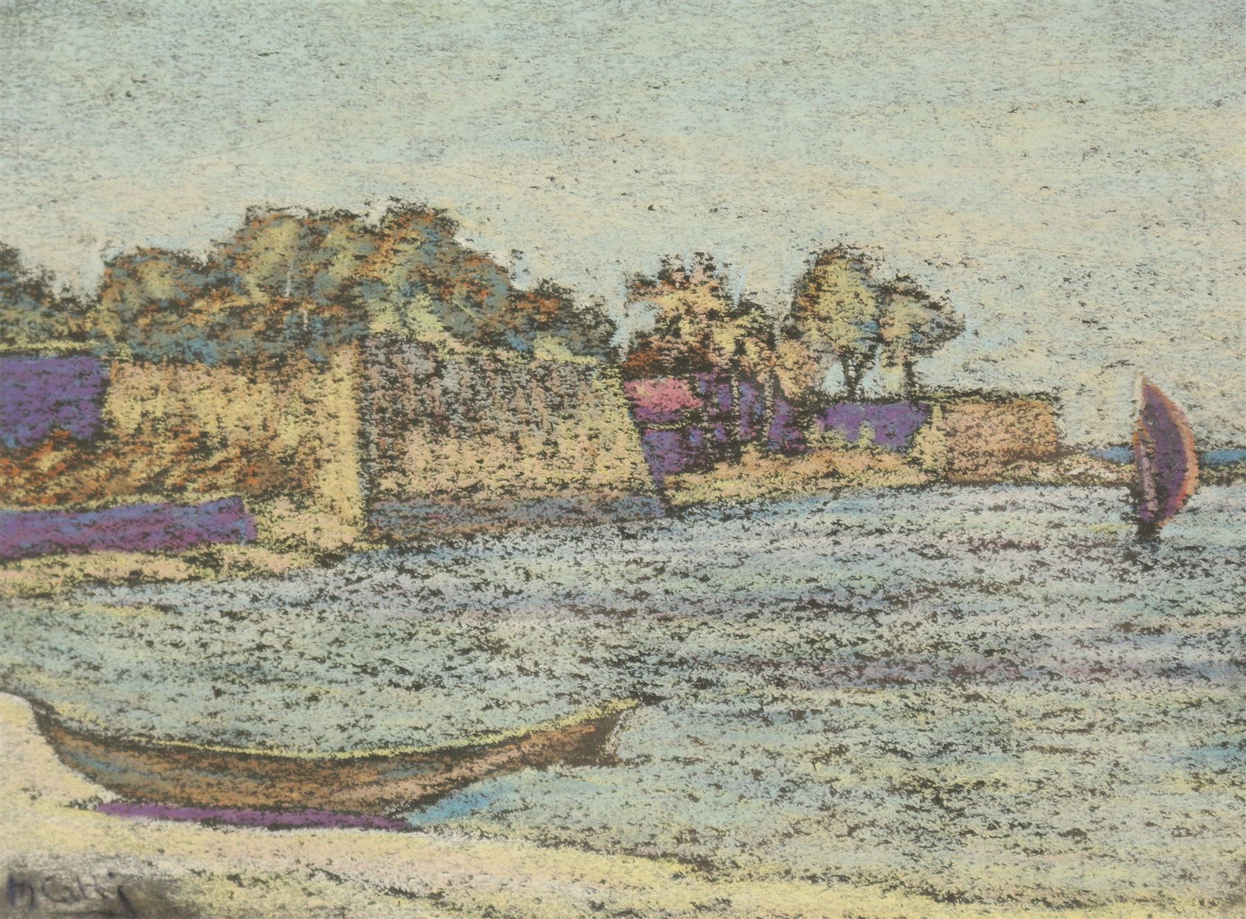 Follower of Michele Catti (Sicilian 1855-1914): An Italian Bay, oil pastel bearing signature, 13cm x 178cm 