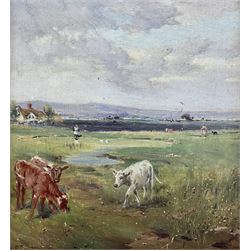 Hugh Berry Scott (British 1854-1940): 'At Pasture', oil on board signed, titled verso 24cm x 21cm