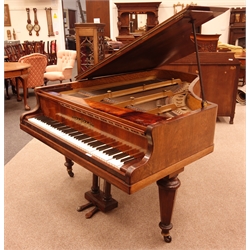  Victorian 'Collard and Collard London' rosewood cast iron straight strung baby grand piano, W139cm, H93cm, L180cm  
