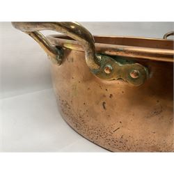 Large Victorian copper twin handled jam or preserve pan, not including handles H18cm D53cm