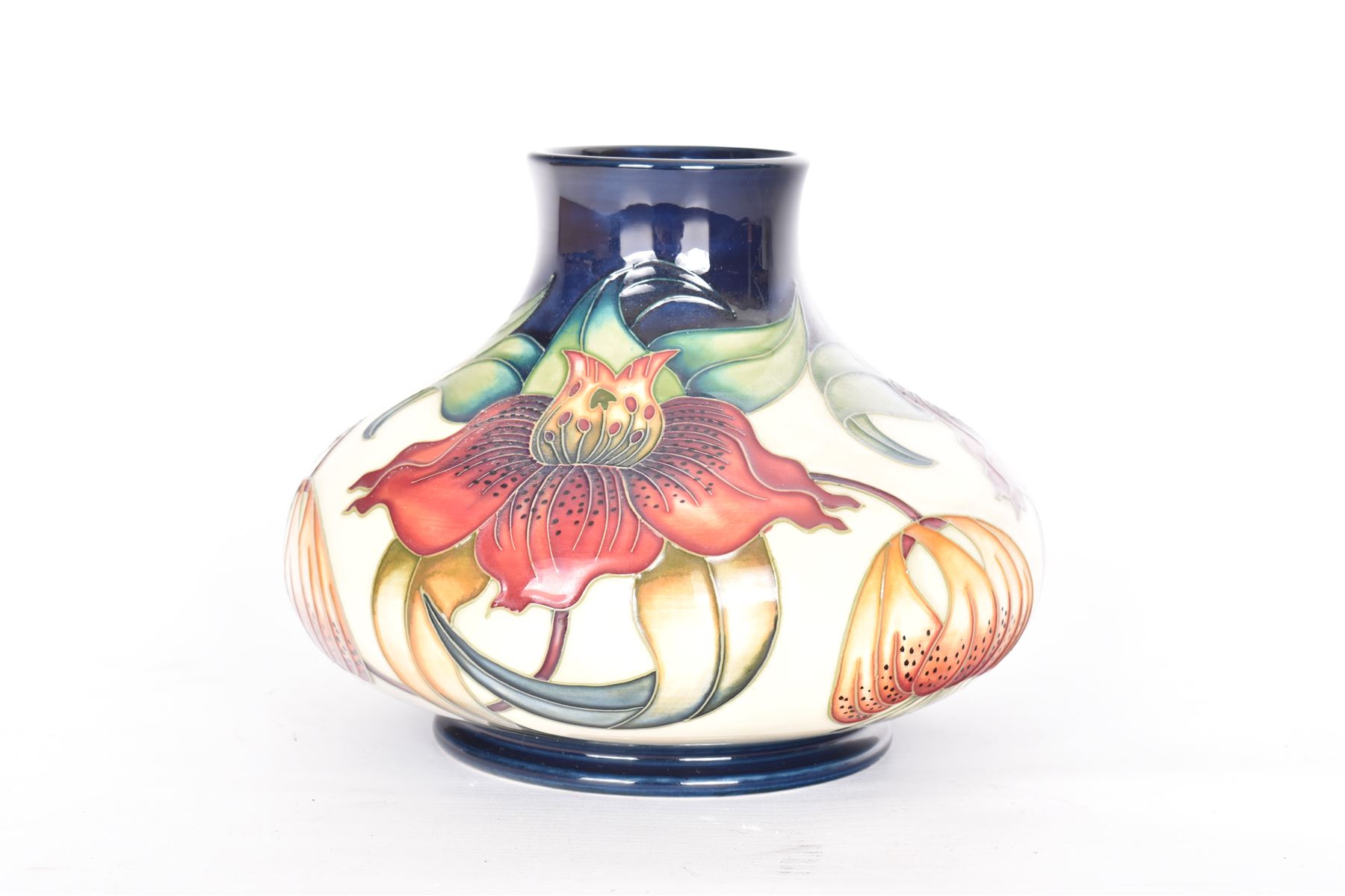 Moorcroft vase of squat baluster form, decorated in the Anna Lily pattern designed by Nicola Slaney, H15.5cm