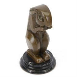 Bronze figure, modelled as a stylised rabbit, signed Bizette, upon a stepped circular base, H16cm 