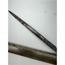 British Victorian court sword, the L79cm straight narrow blade with etched decoration and marked Hill Brothers -3- Old Bond St London, in steel scabbard, L100cm 