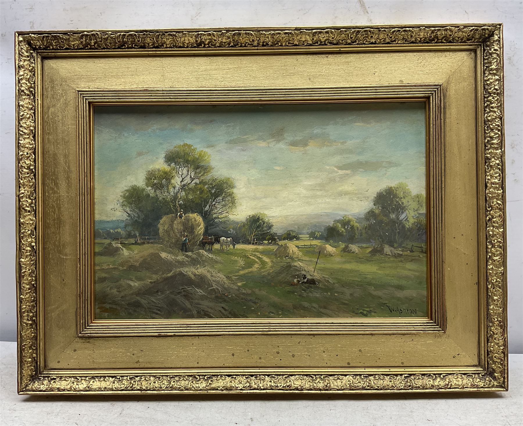 William Ashton (British 1853-1927): The Hayfield, oil on board signed 28cm x 43cm 