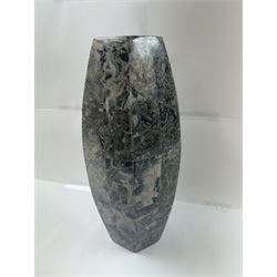 Marble mosaic vase, of hexagonal form, H45cm