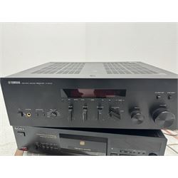 Hi-fi separates, to include Sony Current Pulse D/A Converter CD player CDP-XB930E, Yamaha Natural Sound Receiver R-S700 and a Yamaha Natural Sound Stereo Receiver CR-820