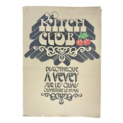 Poster 'Kitch Club Discotheque a vevey sur le quais ouverture le 19 mai' H59cm