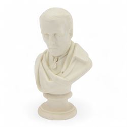 19th century Parian bust of The Duke of Wellington upon on a socle base, H28cm