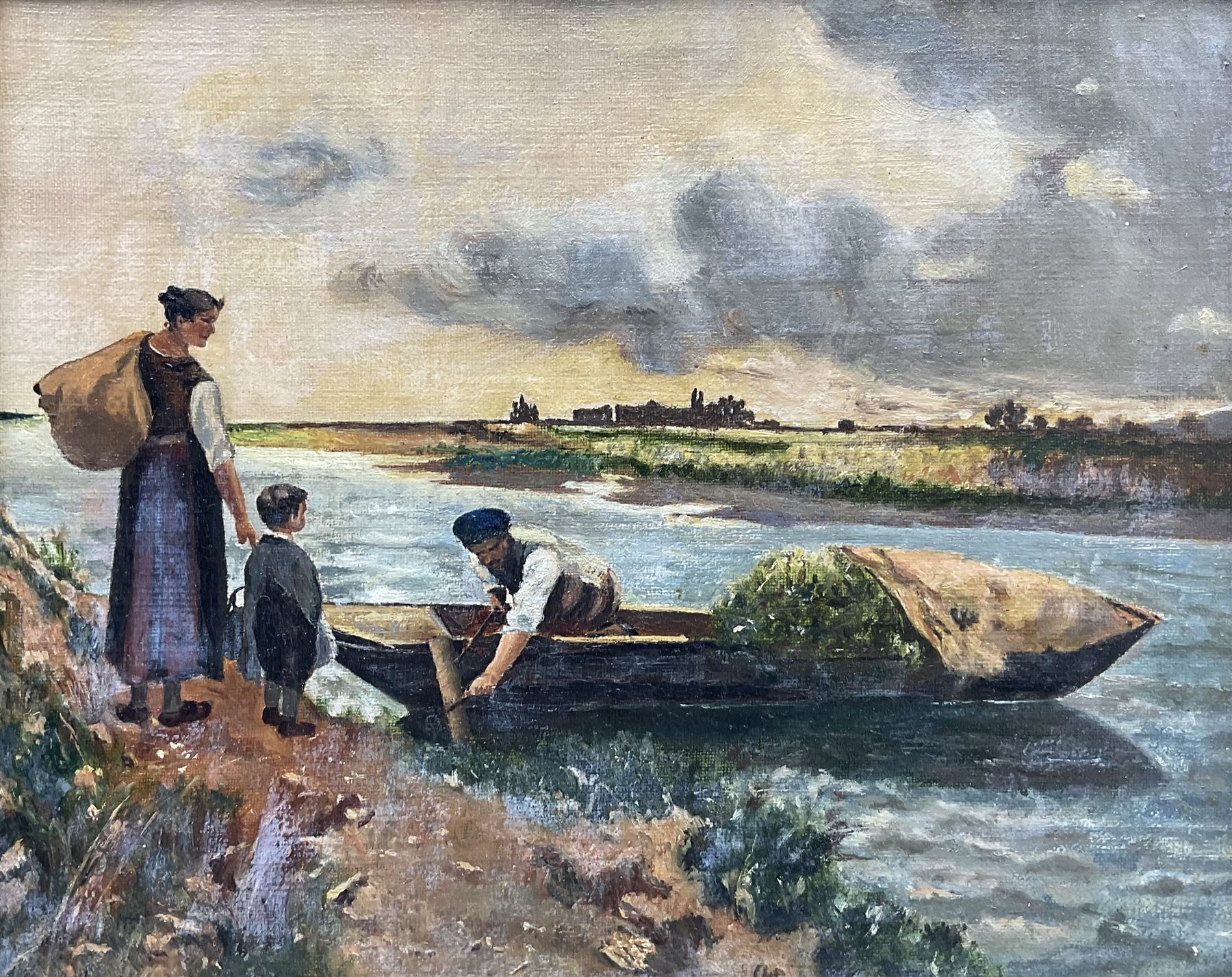 Mackie (British Early 20th Century): The Ferry, oil on canvas indistinctly signed 22cm x 27cm 