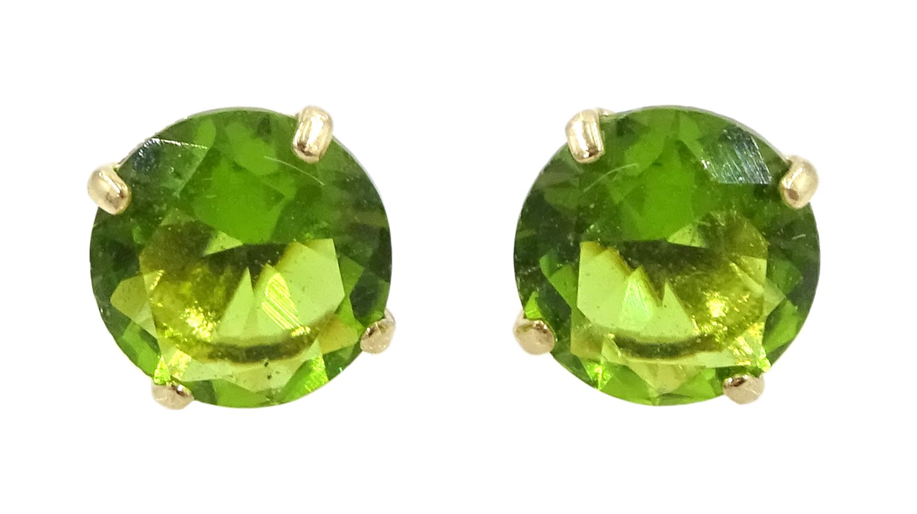 Pair of 9ct gold green stone set stud earrings