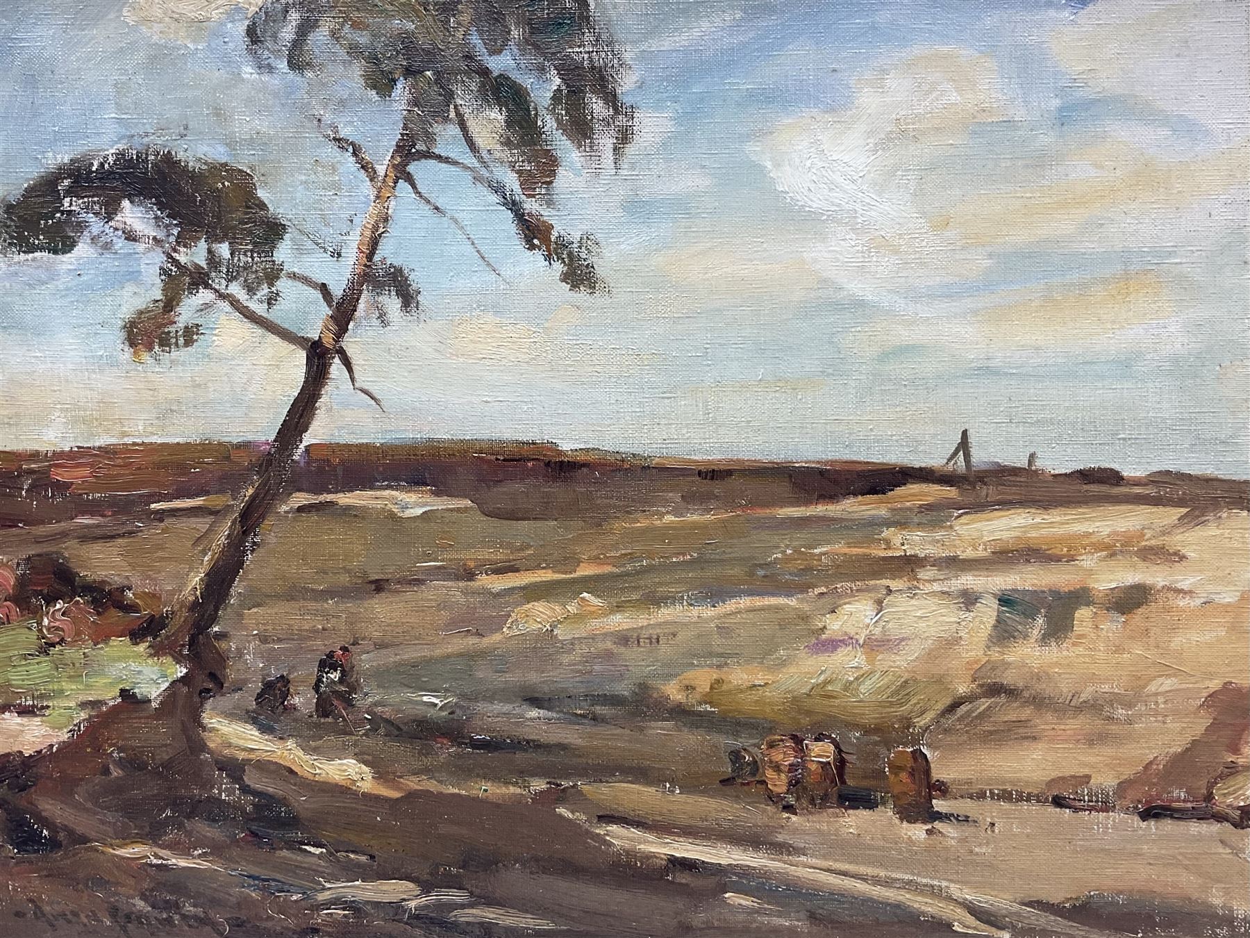 Owen Bowen (Staithes Group 1873-1967): The Quarry - Ashdown Forest, oil on canvas signed, titled later on label verso 34cm x 45cm 