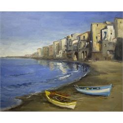 Neil Tyler (British 1945-): 'Cefalu - Sicily', oil on board signed and titled 48cm x 58cm