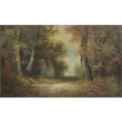 L Lyons (British 19th Century): Shaded Cottage, oil on canvas signed 30cm x 49cm 