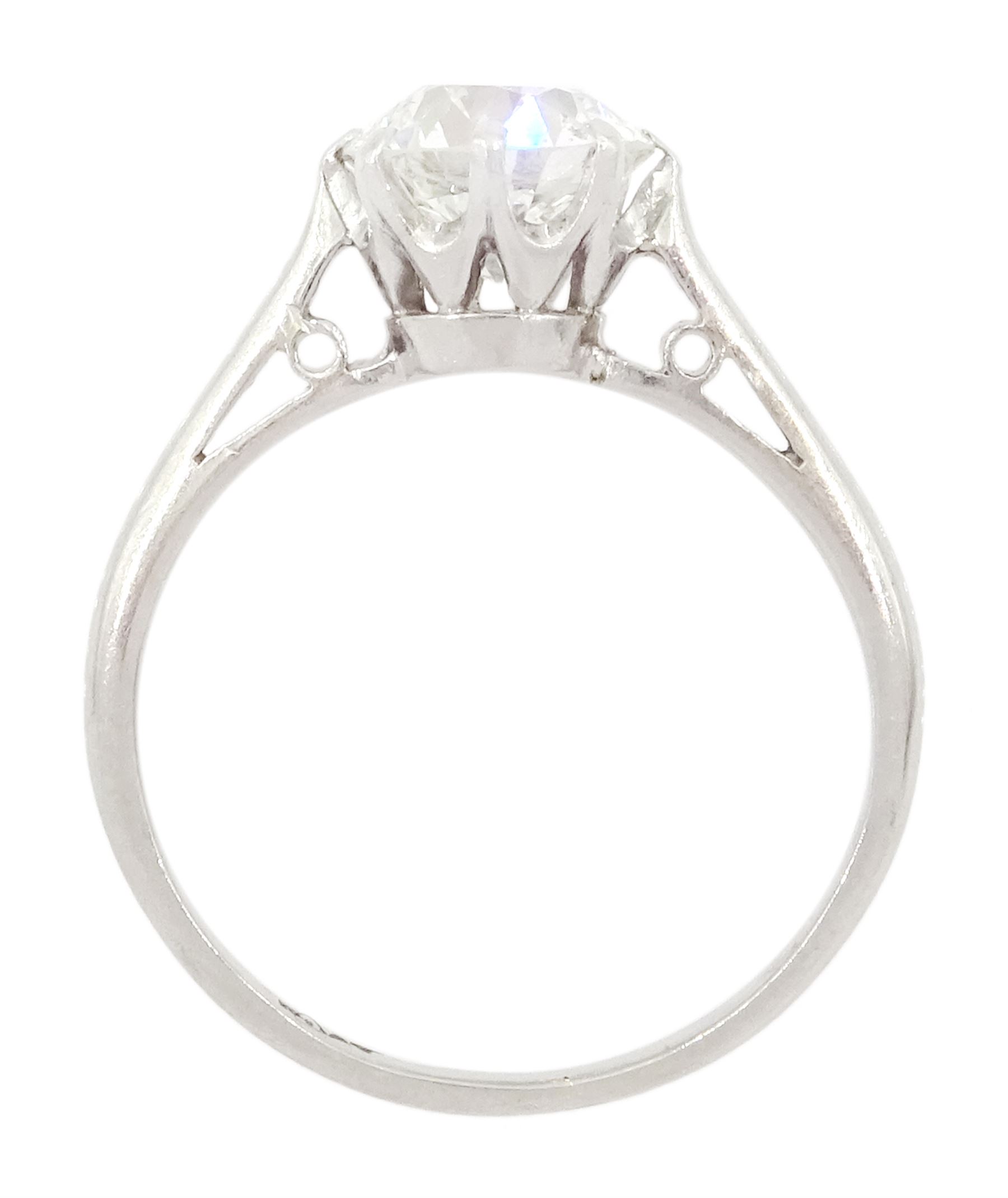 Early 20th century platinum single stone old cut diamond ring, stamped Plat, diamond approx 1.65 carat