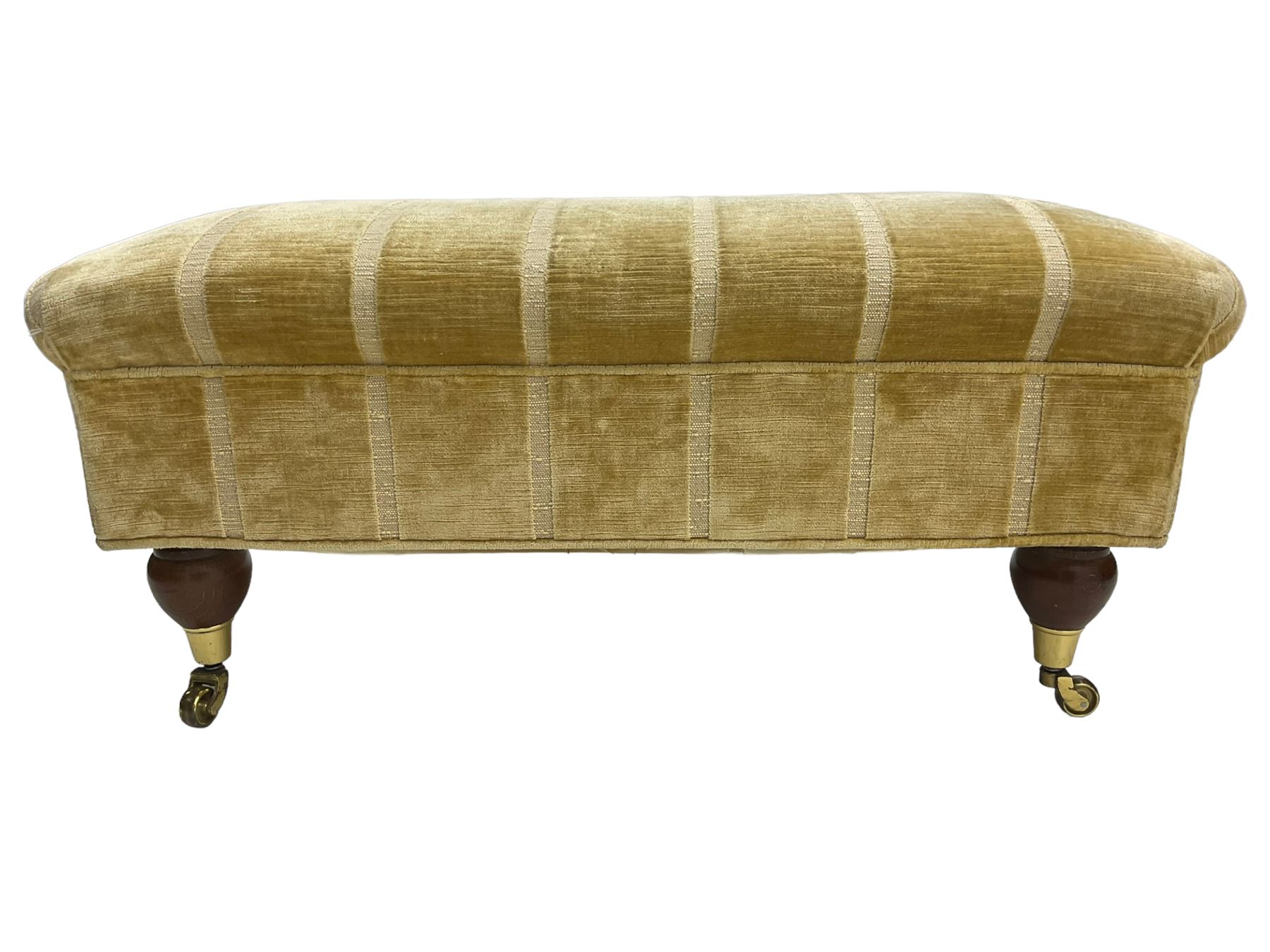 Duresta England - footstool upholstered in pale gold fabric