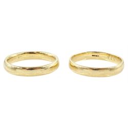 Two 9ct gold wedding bands, hallmarked