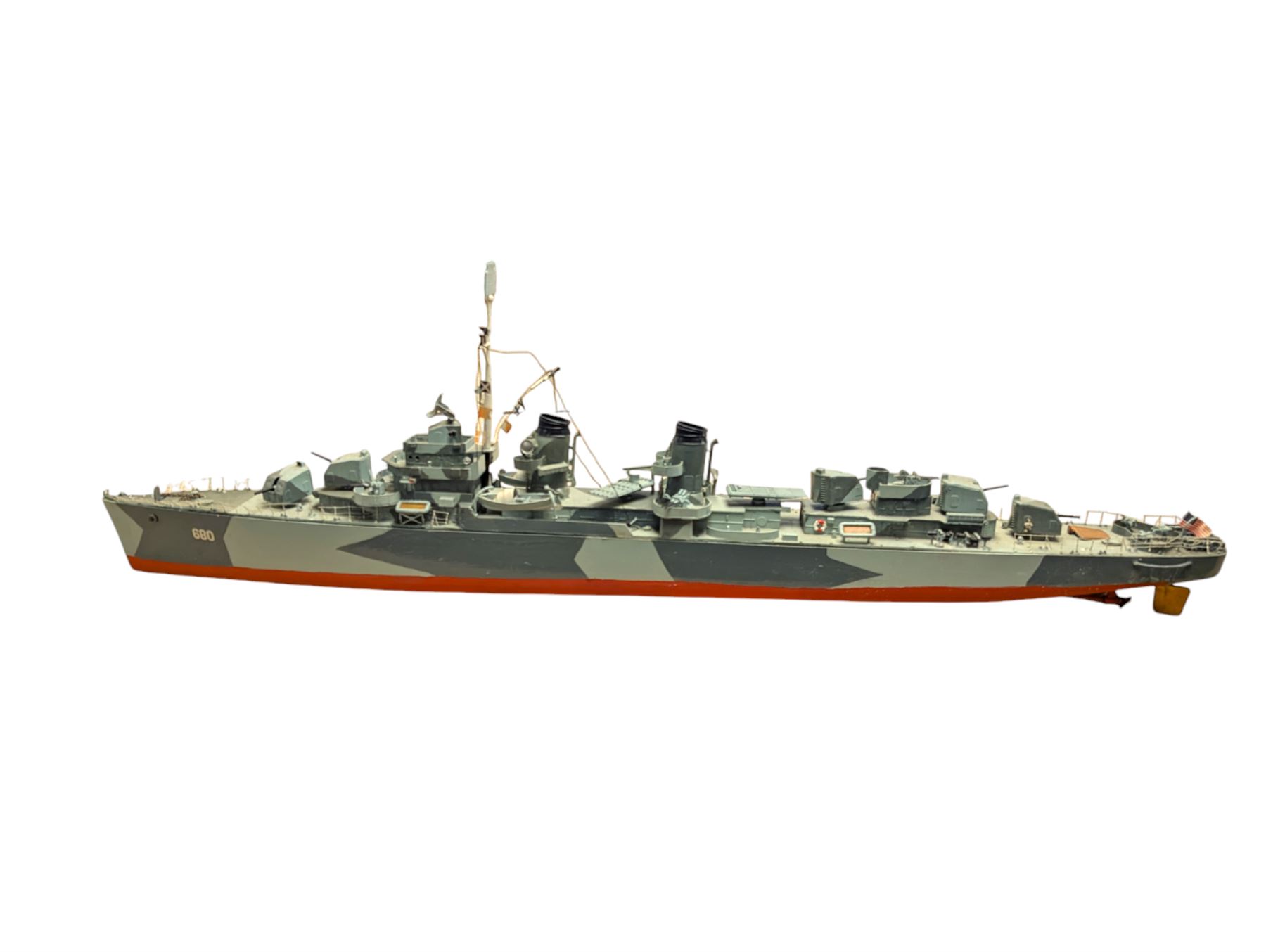 US DD-680 model warship, L89cm, H27cm