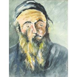 Philip Naviasky (Northern British 1894-1983): Portrait of a Rabbi, watercolour unsigned 24cm x 18cm