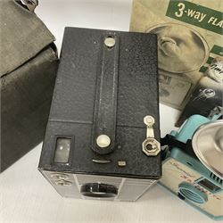 Eastman Kodak Beau Brownie Doublet Lens camera, in brown colourway, in canvas cary case, together with a Imperial Satellite 127 3-Way Flash Camera, model no 270, in original box