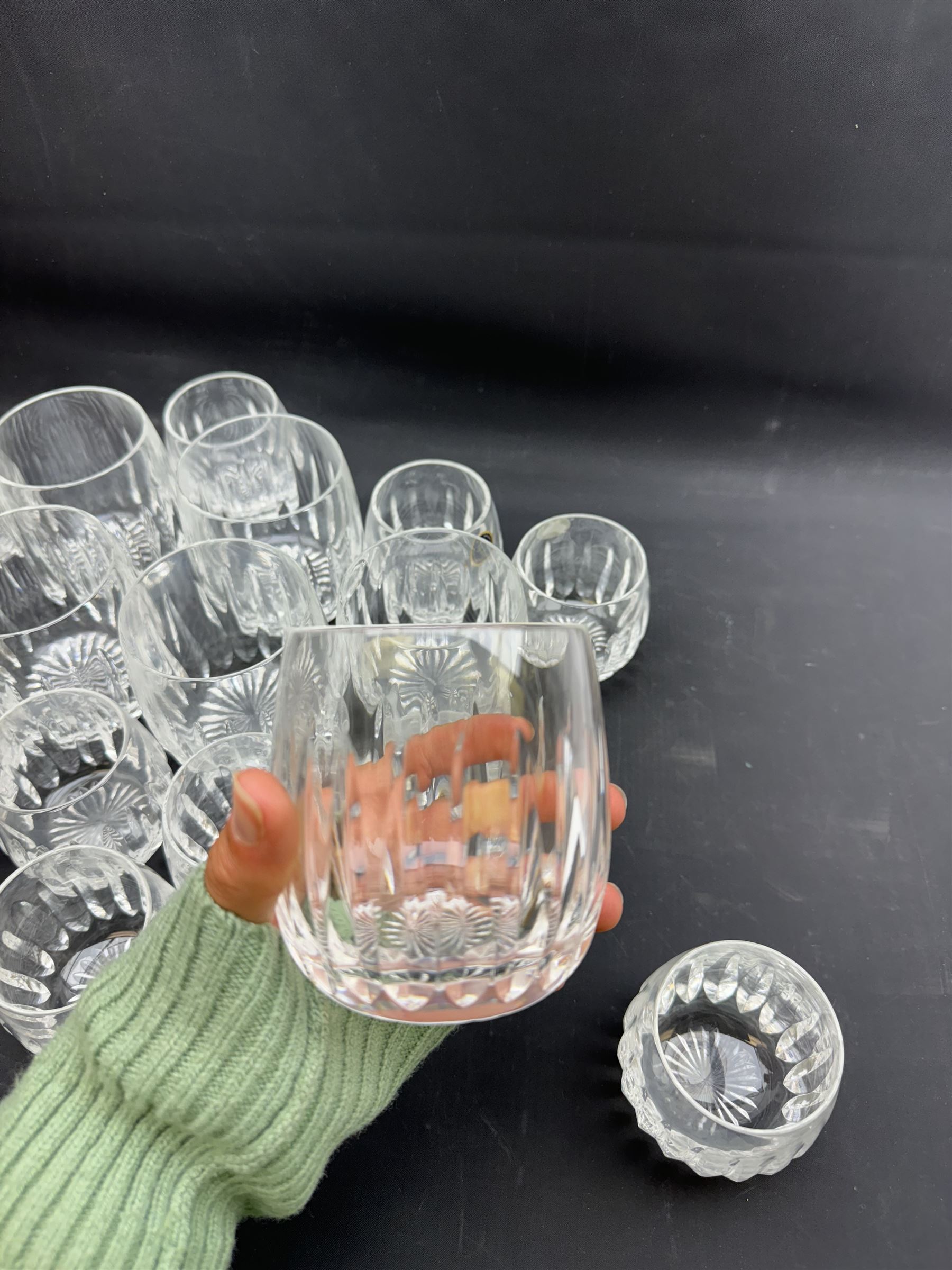 Set of twenty four Kinver Crystal tumblers and twenty four matching smaller tumblers  