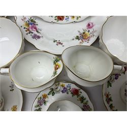 Royal Crown Derby Posies pattern tea service, including two milk jugs, two open sucrier, twelve teacups and saucers, twelve dessert plates etc 