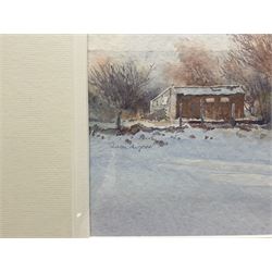 Linda Lupton (Northern British Contemporary): Snowy Barn, watercolour signed 19cm x 25cm
Notes: Linda was elected to Full Membership of The Fylingdales Group of Artists 2013