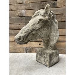 Cast stone horse head figure