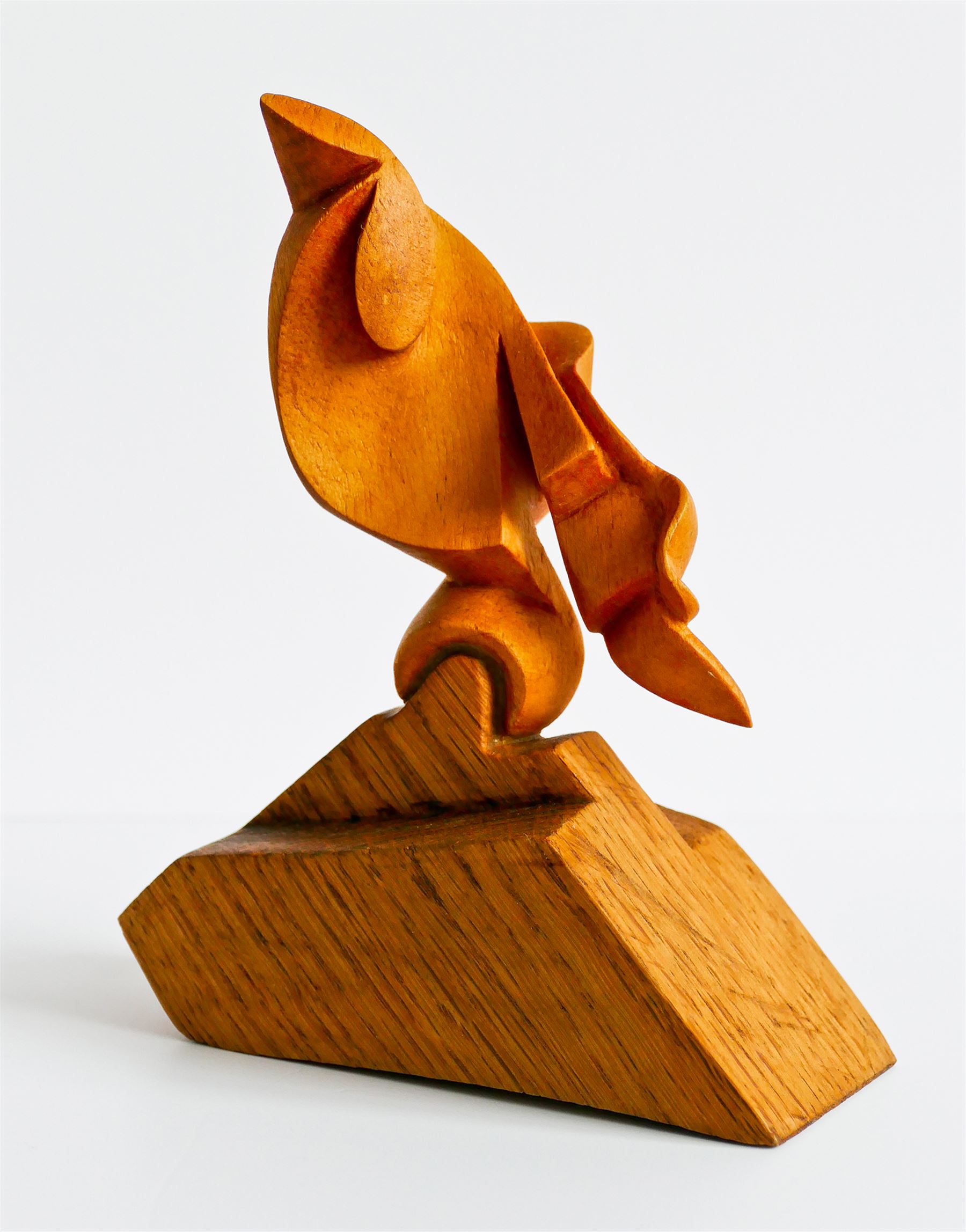 Graham Kingsley Brown (British 1932-2011): ‘Birdsong’, woodcarving signed with initials on label to the base H16cm (including base) 
Provenance: consigned by the artist's daughter - never previously been on the market.