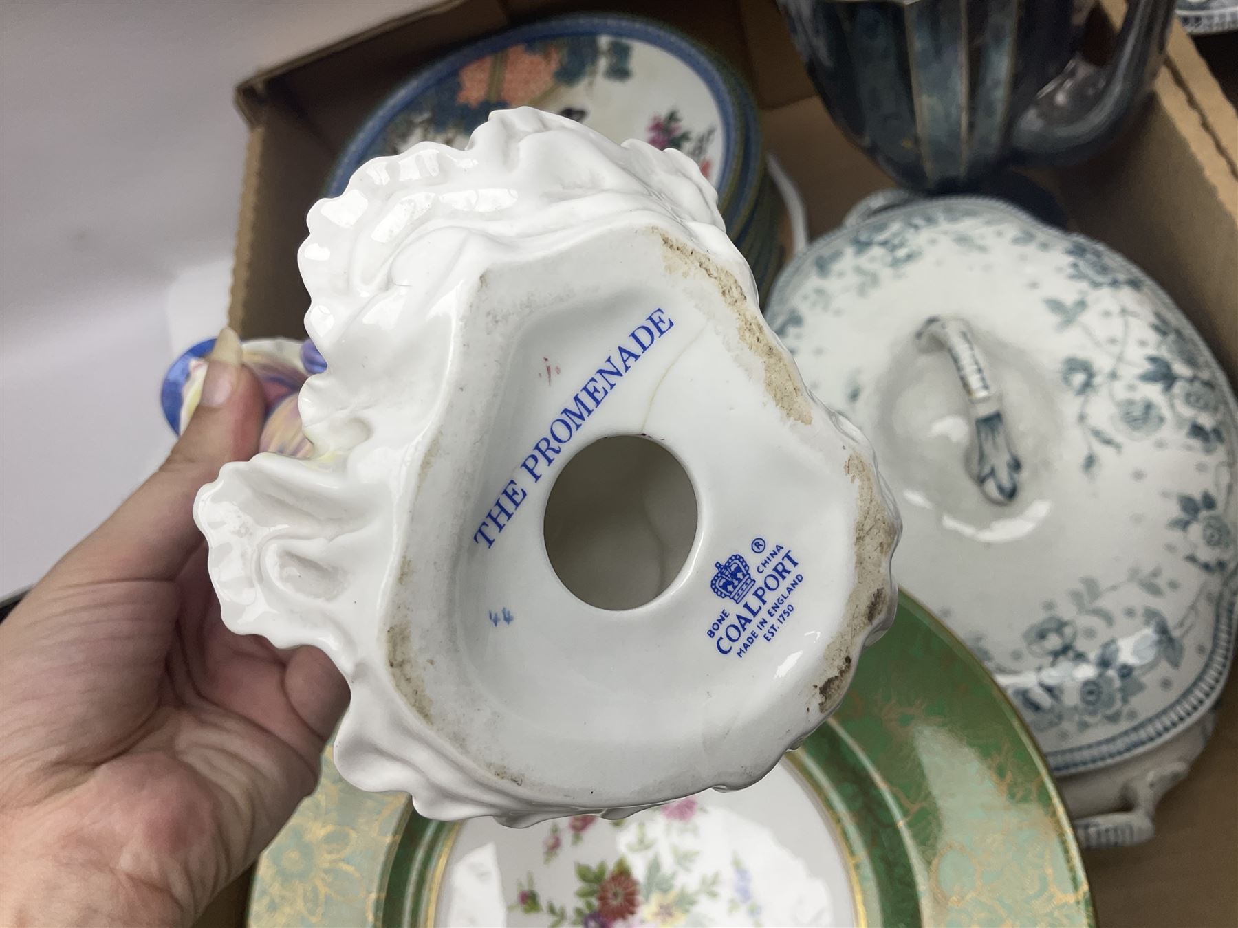 Minton Vanessa footed bowl, together with two Coalport figures, various collectors plates etc 