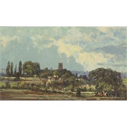 John Neale (British 20th Century): 'Chipping Campden From the East', oil on board signed, titled verso 40cm x 67cm 