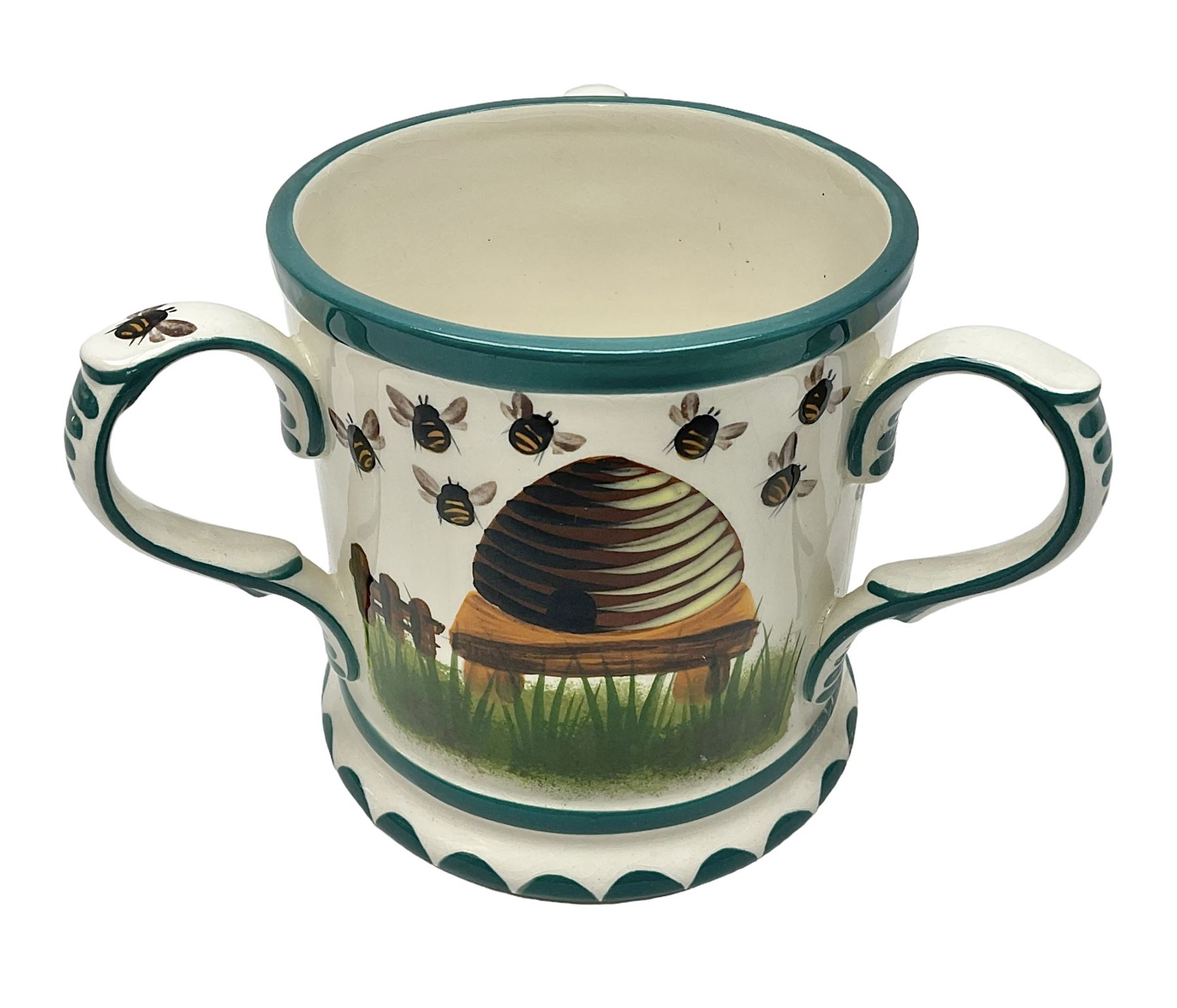 Griselda Hill Pottery Wemyss tyg, decorated with bees and beehive, H12cm