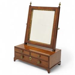 George III figured mahogany toilet mirror, rectangular swing mirror in mahogany frame with...