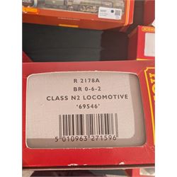 Four Hornby '00' gauge locomotives, comprising R2054 BR Class A3 4-6-2 re-worked as Trico no. 60084, two R2152 BR Class A3 4-6-2 locomotives, one original Manna no. 60085, the other re-worked as Flying Fox no. 60106 and R2178A BR Class N2 0-6-2 locomotive no 69546, all boxed 