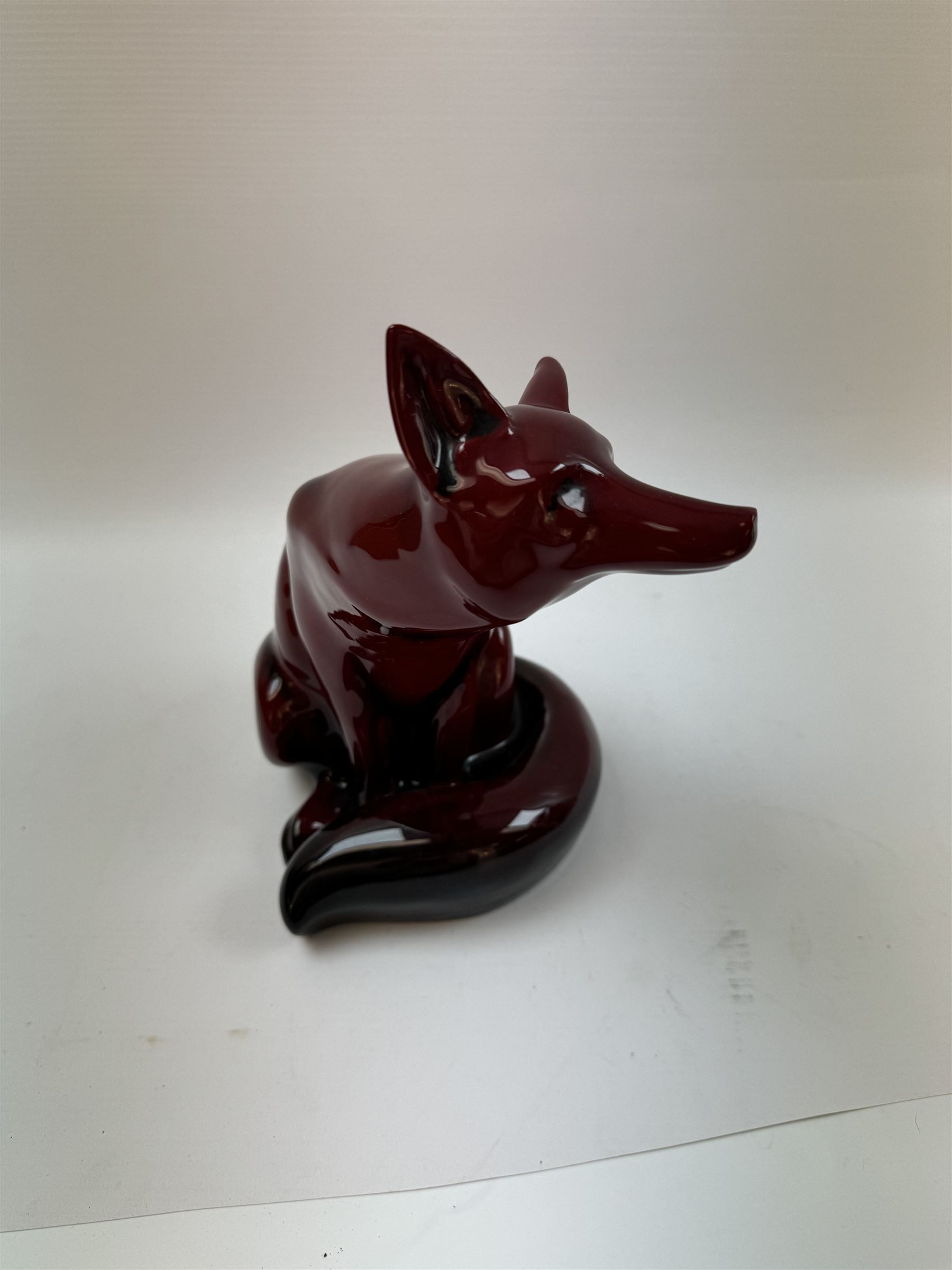 Large Royal Doulton Flambe figure of a seated Fox,  H23cm