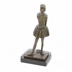 Bronze figure, modelled as a young dancer, after Edgar Degas,  signed and with foundry mar...