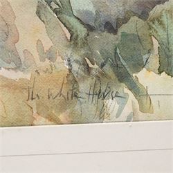 Harold Wharfe (Yorkshire 20th century): 'The White Horse' and Ionic Temple at Rievaulx Terrace, two watercolours signed inscribed and dated max 33cm x 46cm (2)