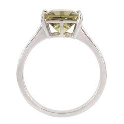 Platinum single stone princess cut csarite ring, hallmarked, csarite approx 3.95 carat