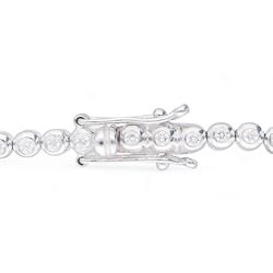 18ct white gold rubover set round brilliant cut diamond bracelet, hallmarked, total diamond weight 0.80 carat