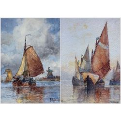 Frederick James Aldridge (British 1850-1933): Shipping on Calm Waters, pair shipping watercolours signed 17cm x 12cm (2)