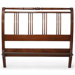 Early 20th century mahogany 4' bedstead, ring turned rail over vertical slats and moulded uprights 