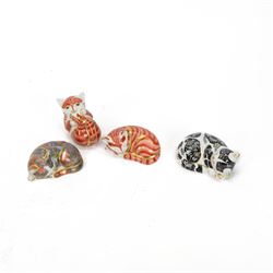 Four Royal Crown Derby kitten paperweights, comprising Sleeping Ginger Kitten, Playful Gin...