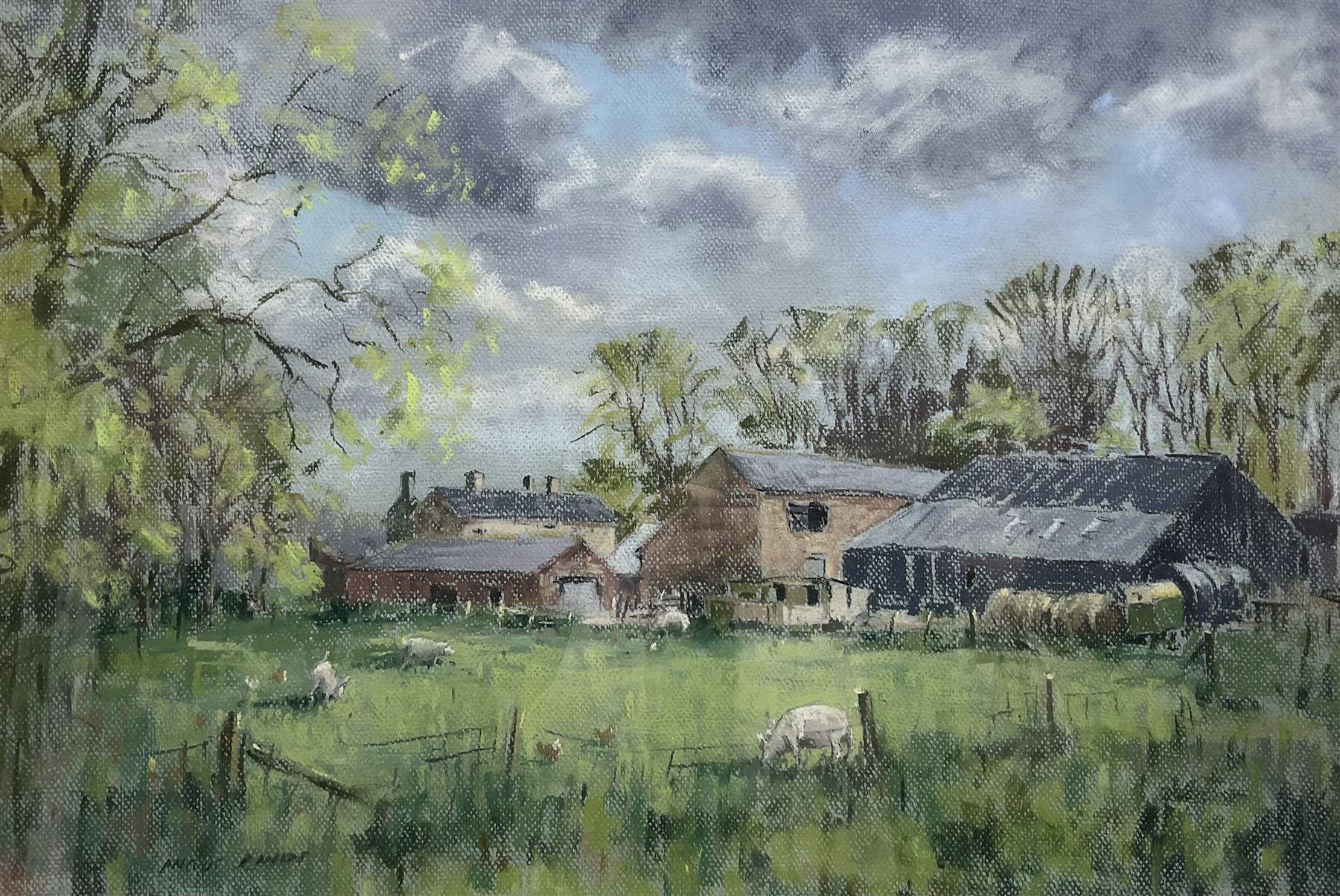 Angus Bernard Rands (Yorkshire 1922-1985): English Farmstead, pastel signed 39cm x 60cm 