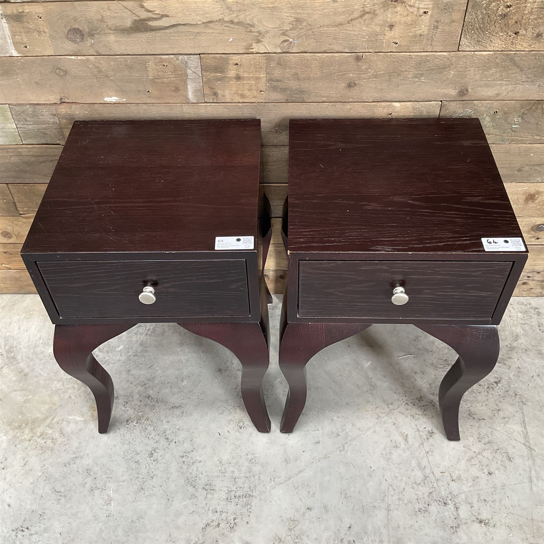 Pair of rosewood finish bedside chests