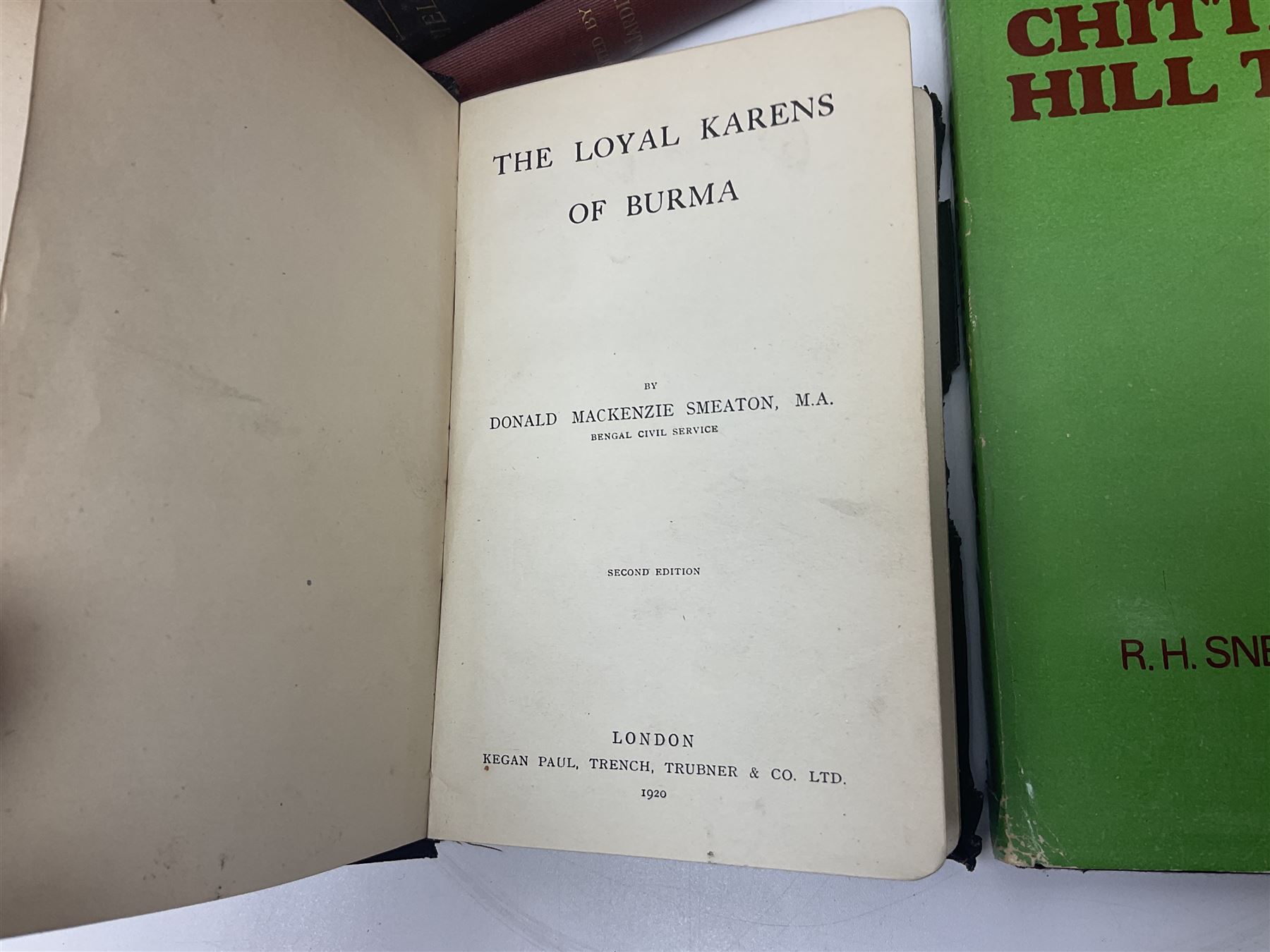 Burma and North East India - twenty books including The Burmese Empire by Father Sangermano. 1893; My Three Years in Manipur by Ethel St. Clair Grimwood. 1892; Shans at Home by Mrs. Leslie Milne. 1910; Four Years in Upper Burma by W.R. Winston. 1892; The Soul of People by H. Fielding. 1898; History of Upper Assam, Upper Burmah and North-Eastern Frontier by L.W. Shakespear. 1914; and fourteen others (20)