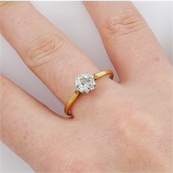 18ct gold single stone old cut diamond ring, diamond approx 0.65 carat