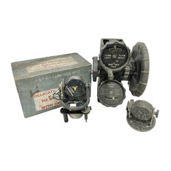 Cased Astro compass mark MK11, together with another and other aircraft equipment marked Aero Controls Ltd 